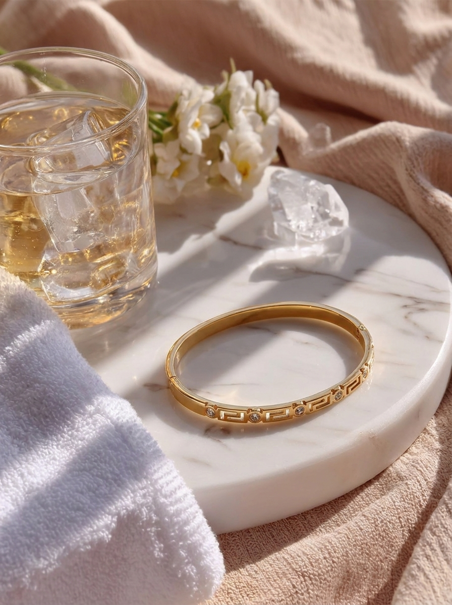 Geometric Crystal Bangle Bracelet
