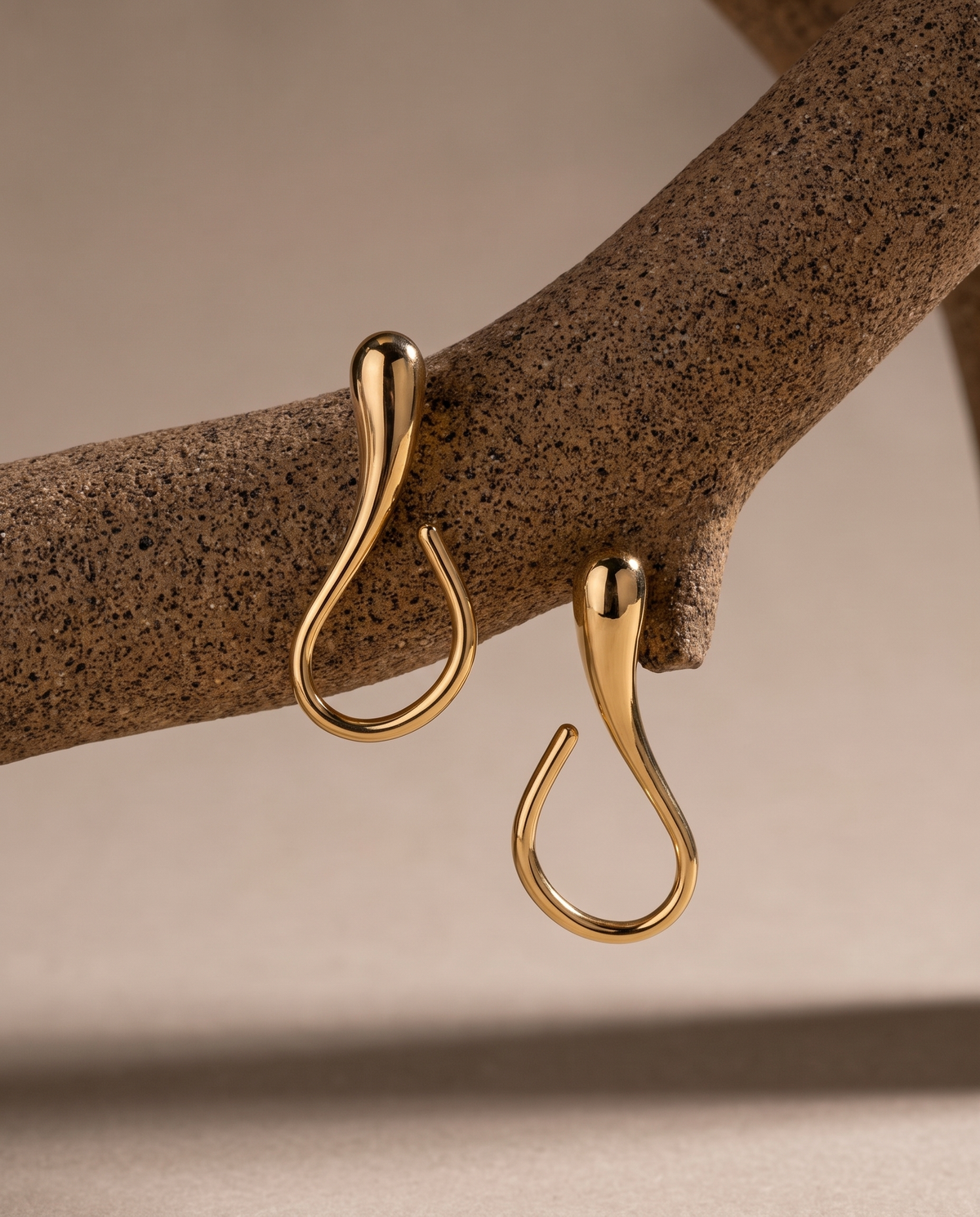 Sleek Curve Gold Drop Earrings