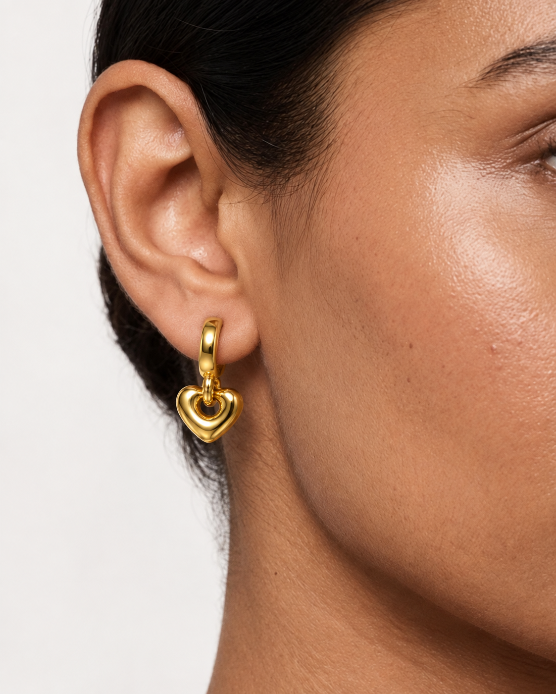 Heart Loop Gold Hoop Earrings
