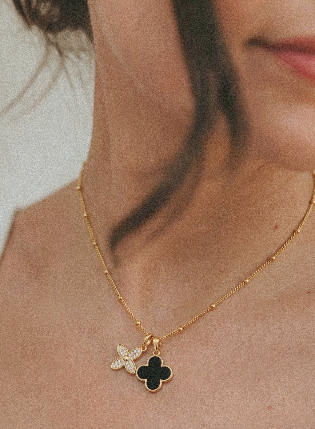 Dual Clover Charm Necklace