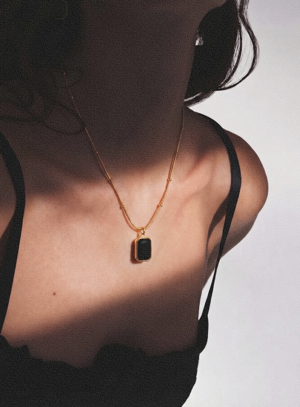 Black Stone Pendant Necklace