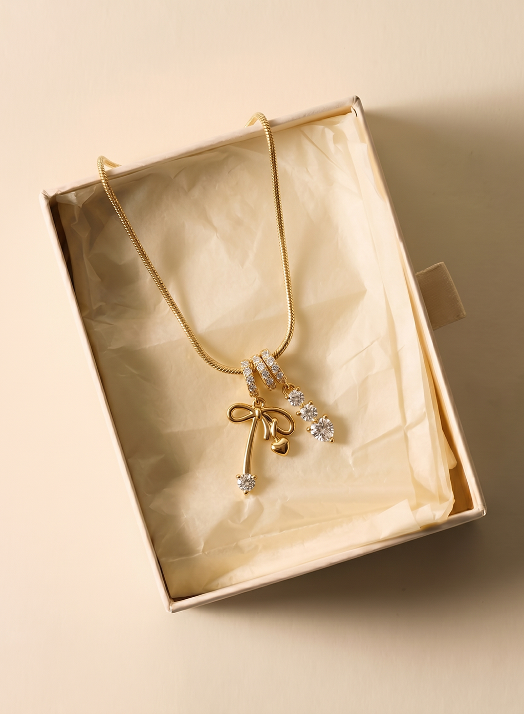 Modern Bow Drop Pendant Necklace