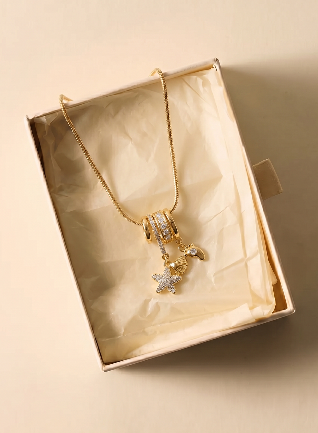 Seastar & Seahorse Charm Necklace