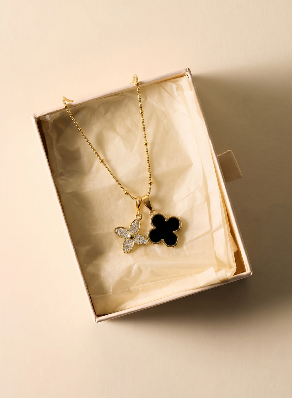 Dual Clover Charm Necklace