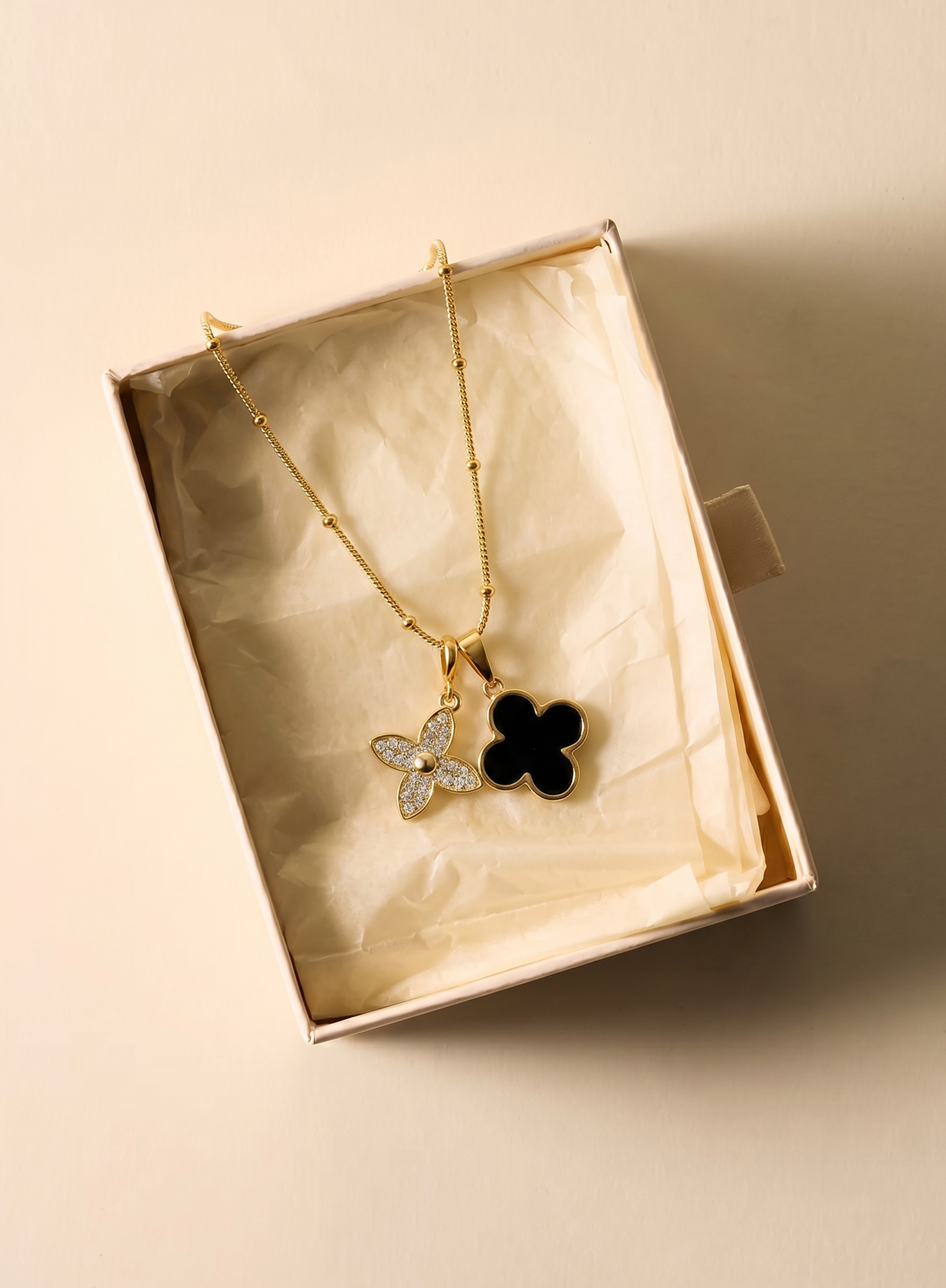 Dual Clover Charm Necklace