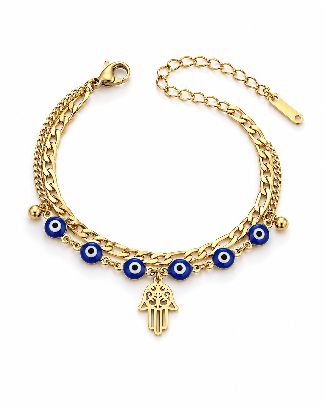 Modern Evil Eye Charm Gold Bracelet