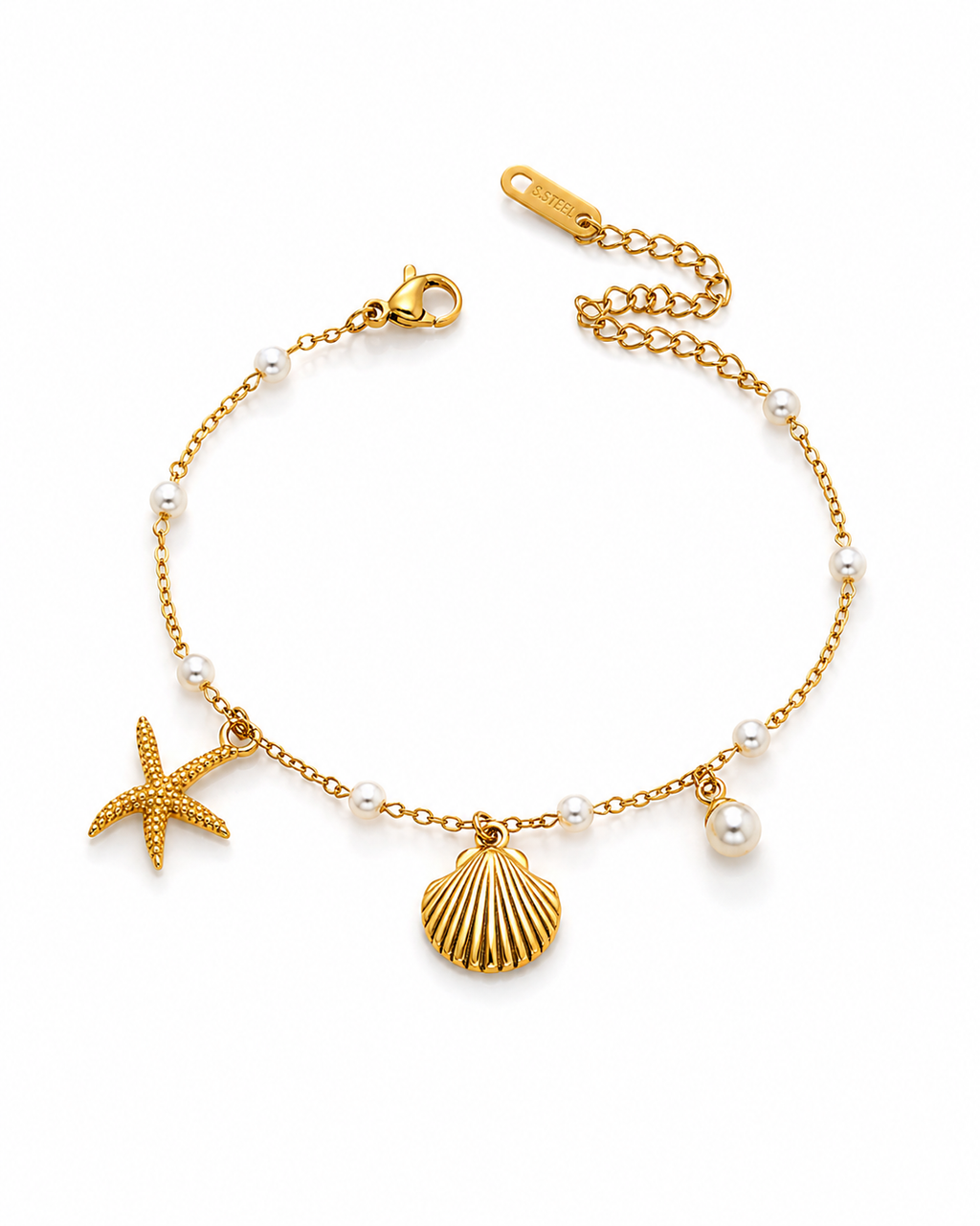 Seashell Pearl Bracelet