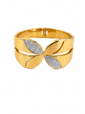 Leaf Motif Crystal Statement Bangle