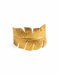Textured Leaf Statement Gold Cuff Bracelet