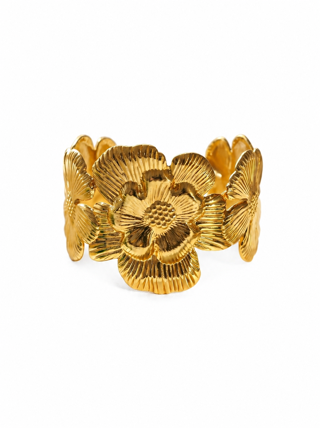 Bloom Sculptural Statement Gold Cuff Bracelet