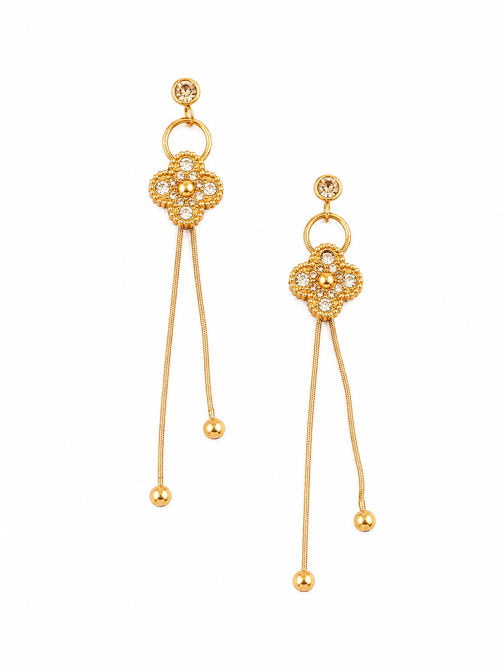 Celeste Clover Tassel Dangler Earrings