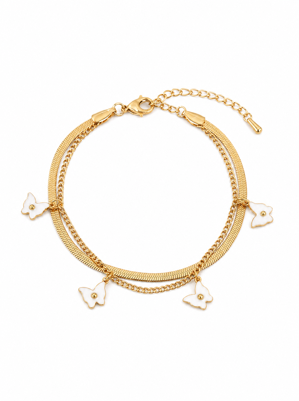 Butterfly Charm Layered Chain Bracelet