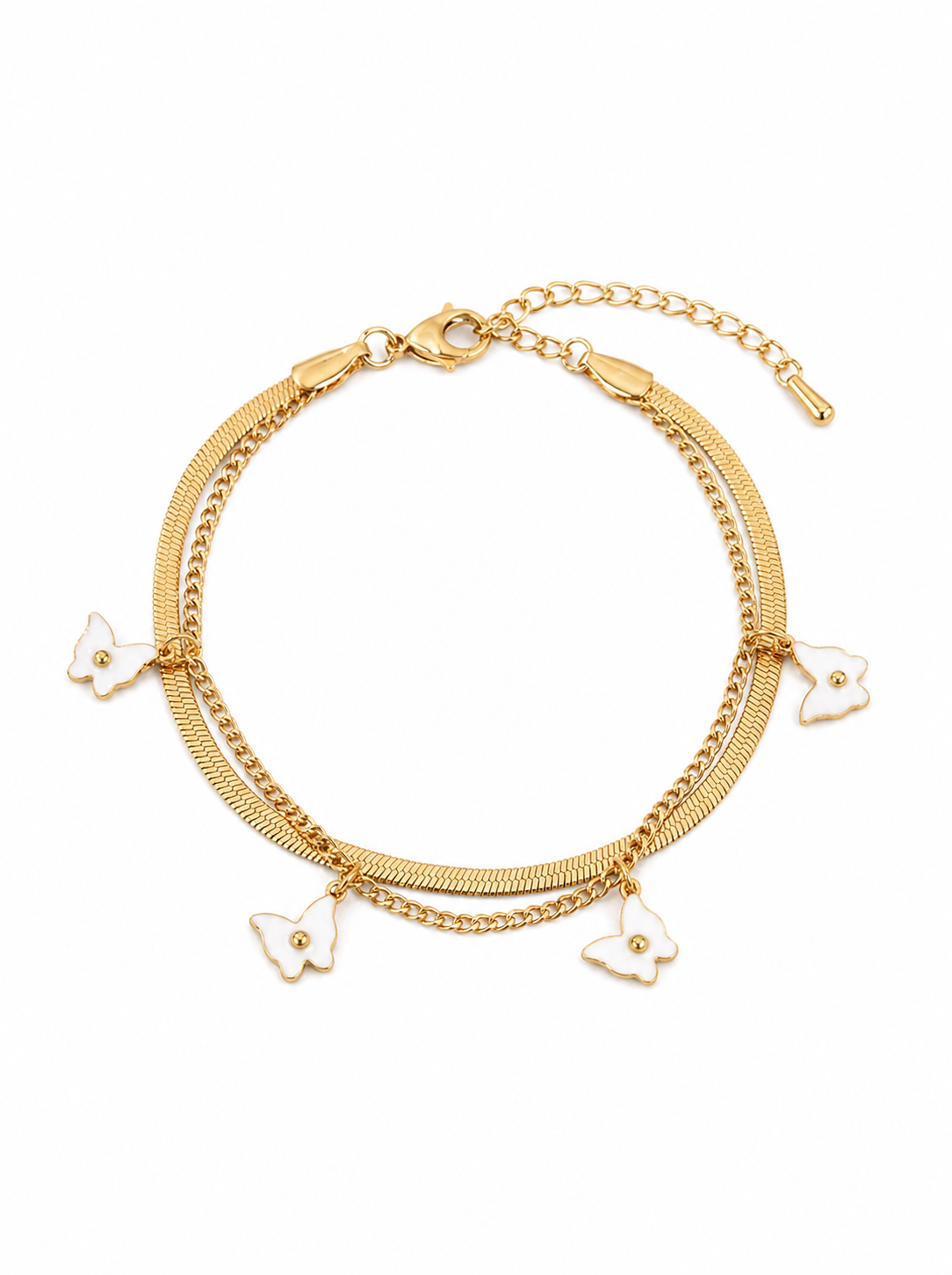 Butterfly Charm Layered Chain Bracelet