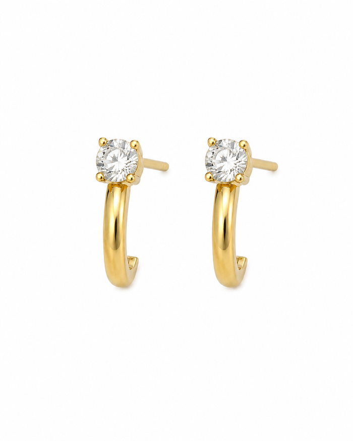 Crystal Curve Gold Earrings