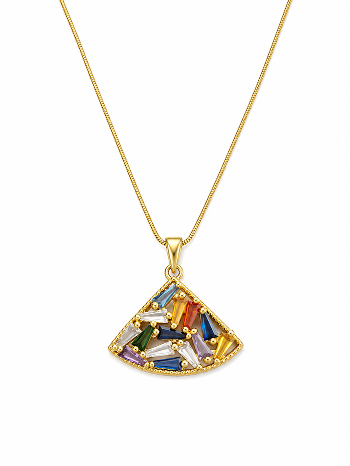 Multicolor Geometric Statement Necklace