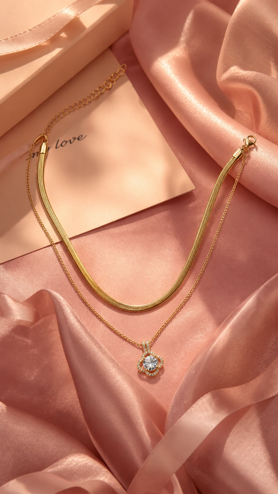 Crystal Clover Layered Necklace