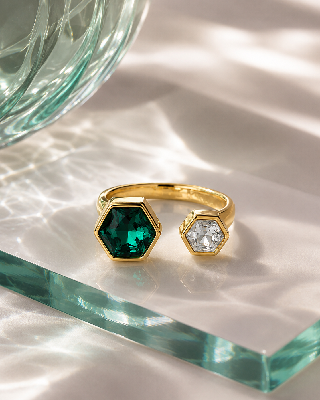 Verde Hexa Open Ring