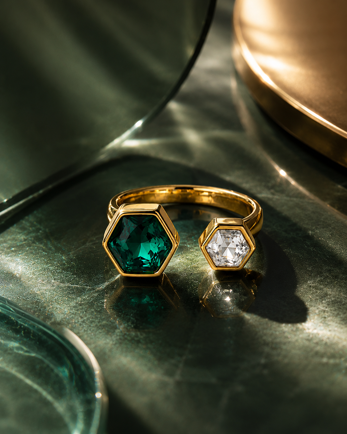 Verde Hexa Open Ring