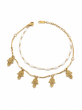 Hamsa Pearl Layered Anklet