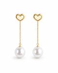 Heart Pearl Chain Drop Earrings