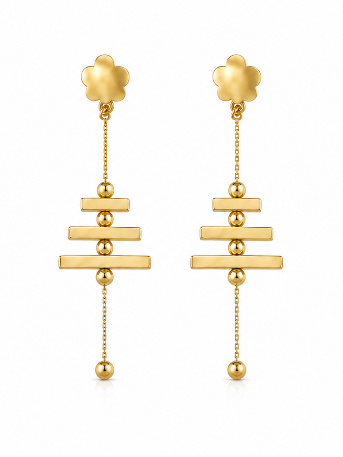 Floral Bar Chain Drop Earrings