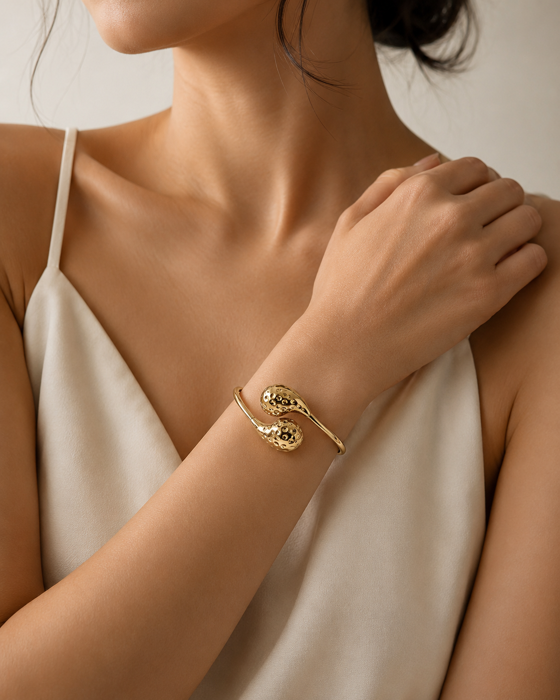 Textured Gold Cuff Bangle