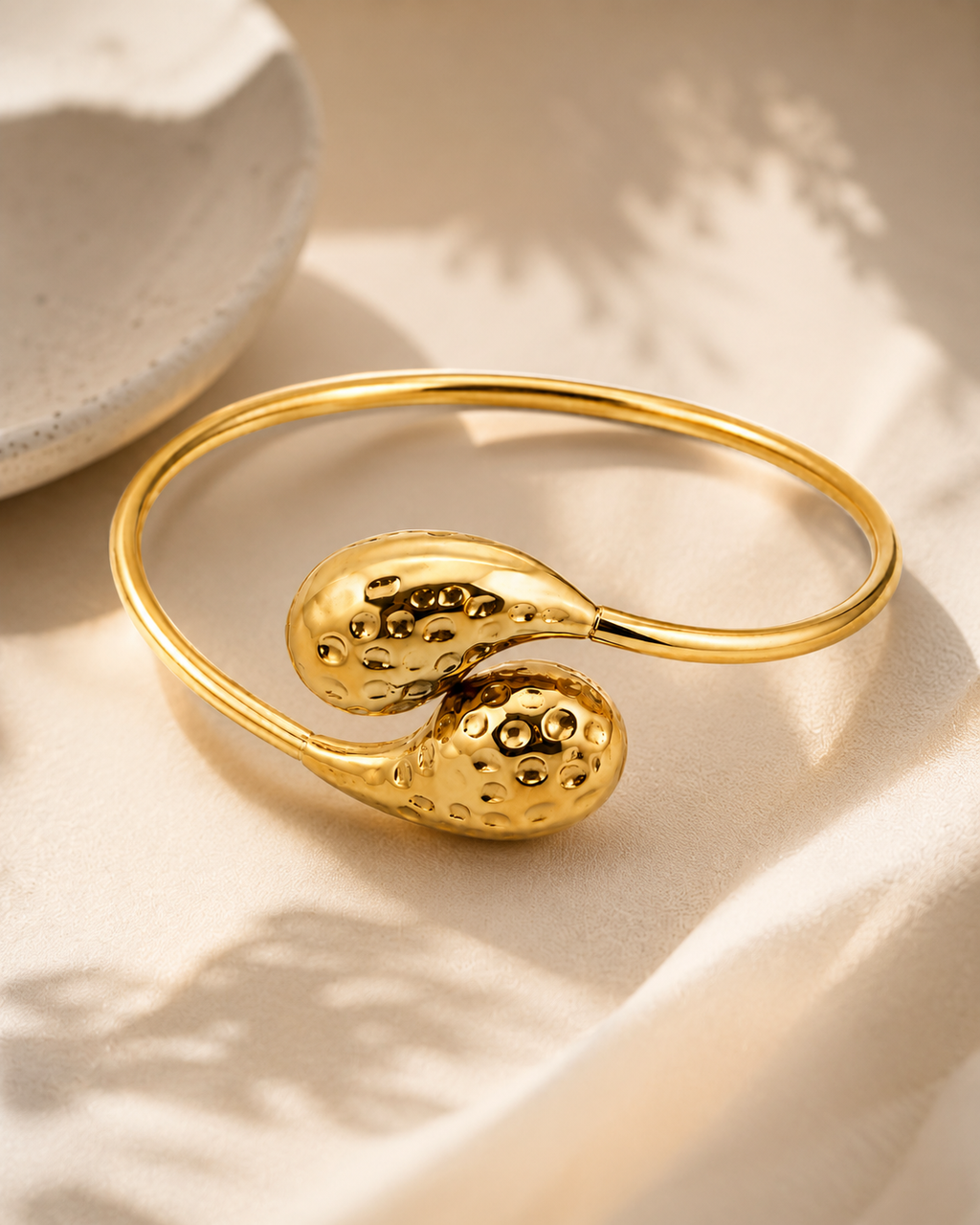 Textured Gold Cuff Bangle