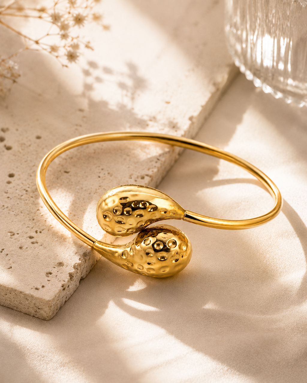 Textured Gold Cuff Bangle