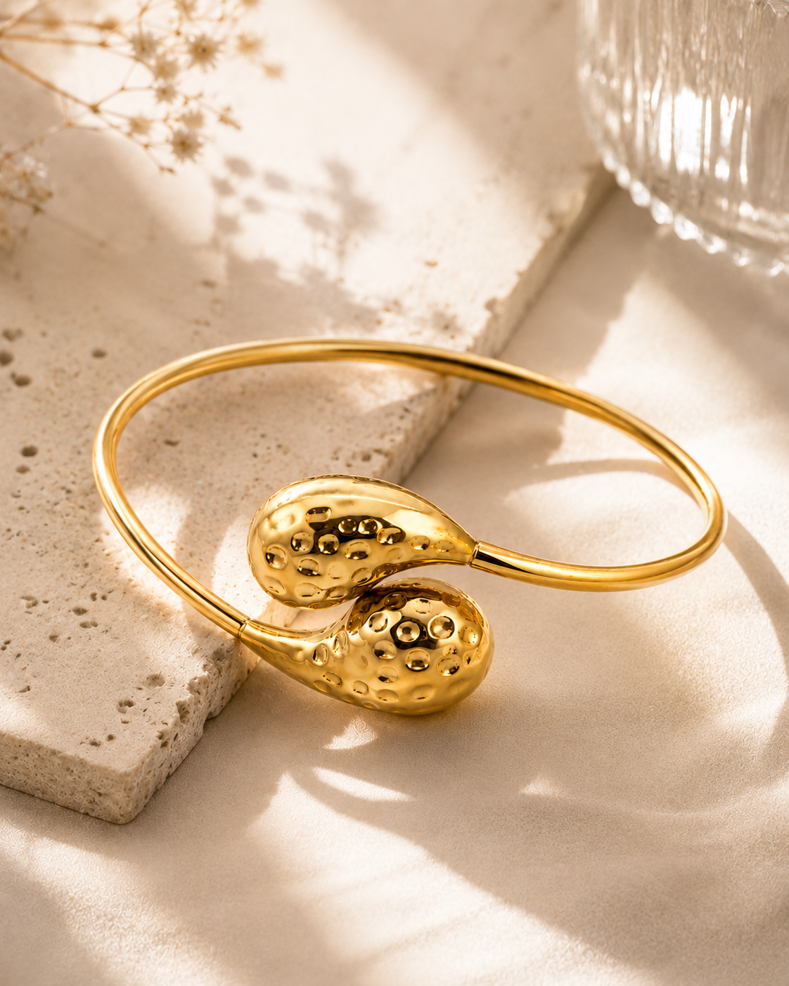 Textured Gold Cuff Bangle