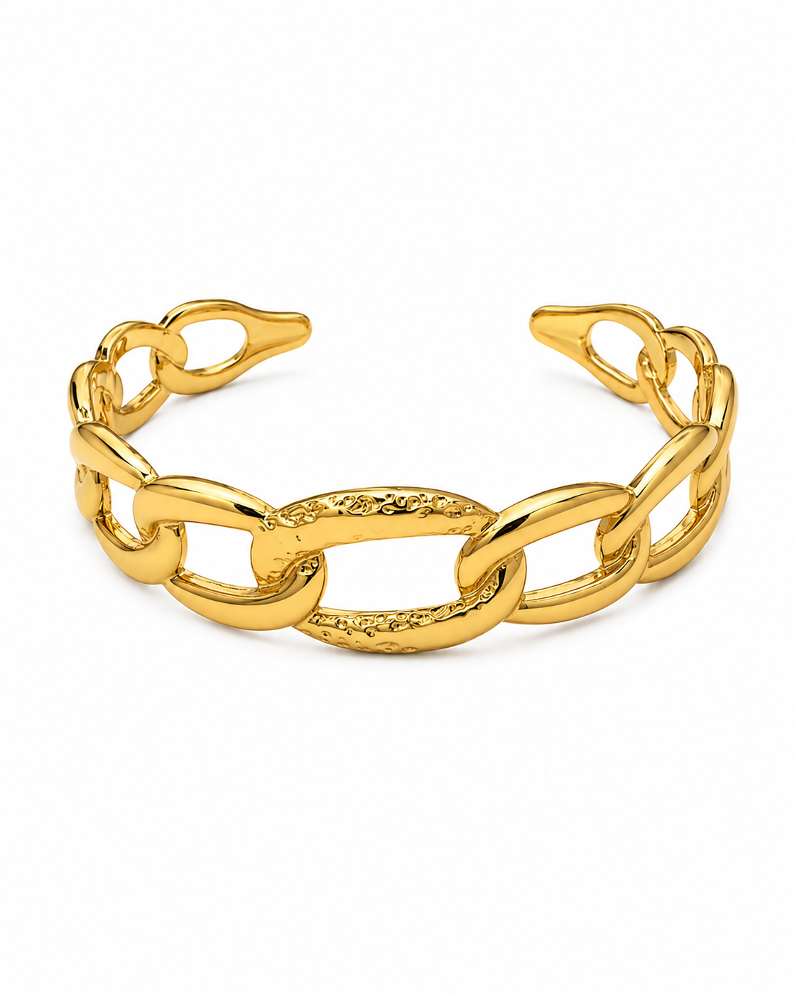 Sculpted Link Statement Cuff Bracelet