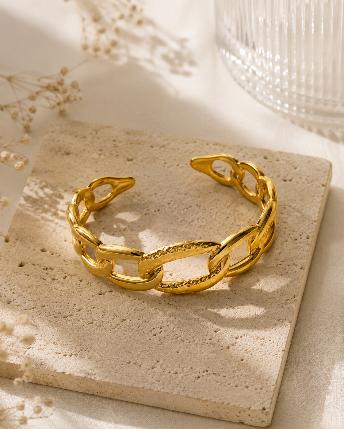 Sculpted Link Statement Cuff Bracelet
