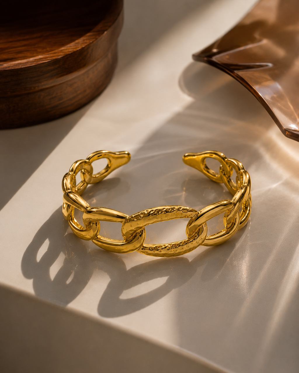 Sculpted Link Statement Cuff Bracelet