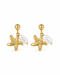 Starfish Pearl Drop Earrings