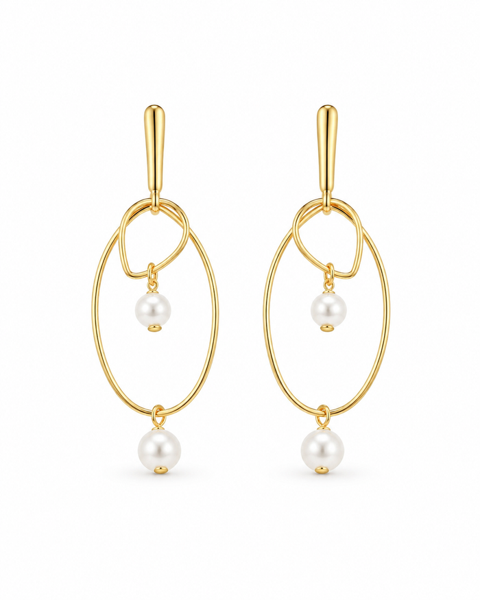 Pearl Orbit Drop Earrings