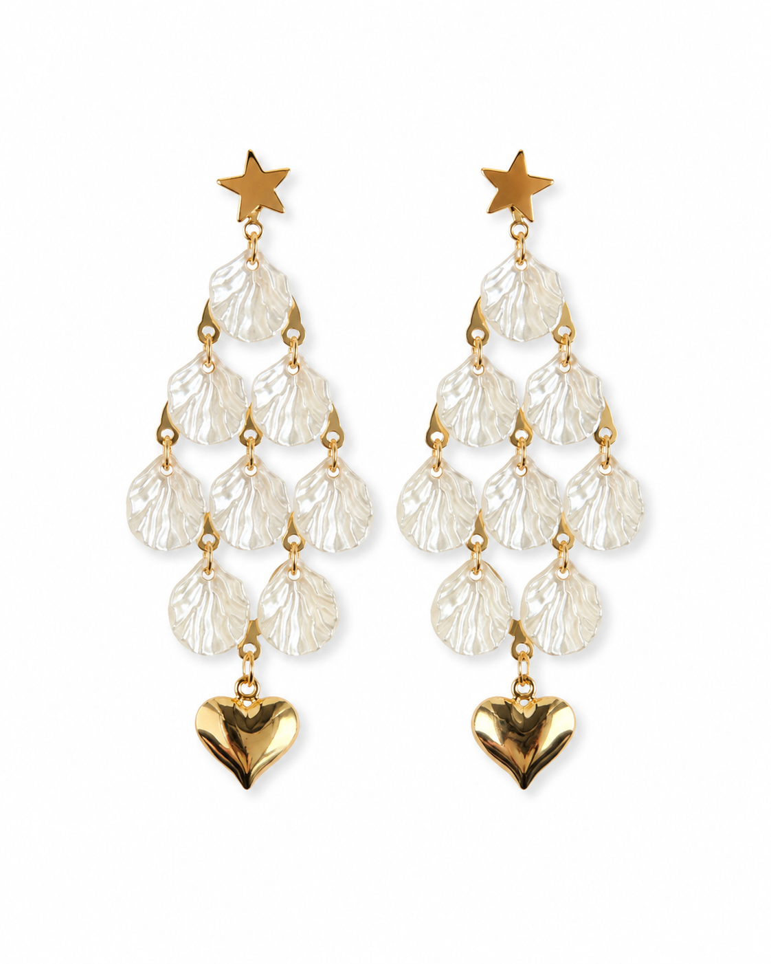 Starfall Shell Heart Earrings
