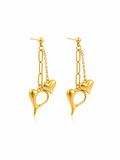 Dual Heart Chain Drop Earrings