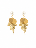Pearl Leaf Drop Earrings