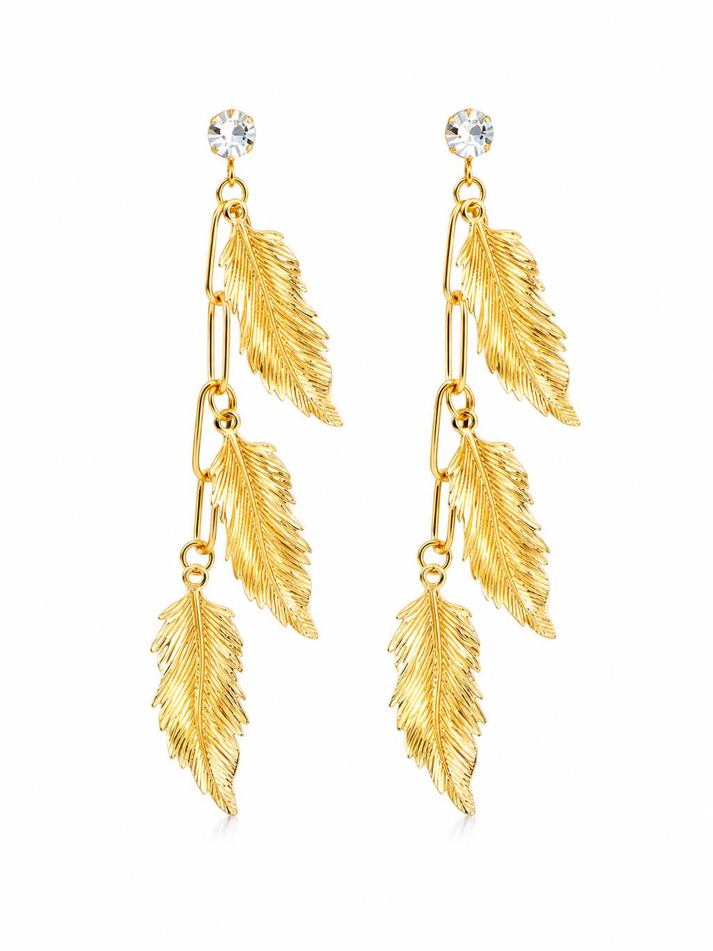 Feather Cascade Drop Earrings