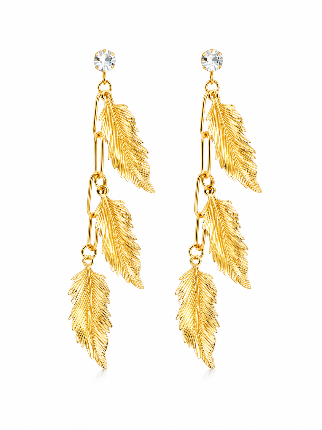 Feather Cascade Drop Earrings