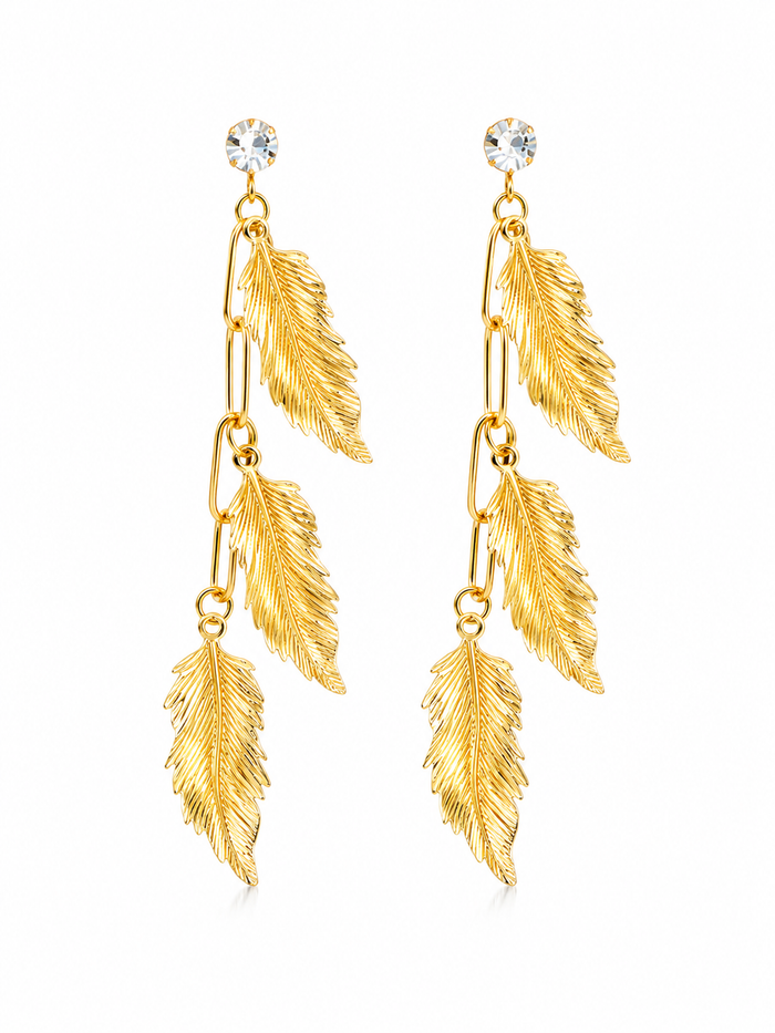 Feather Cascade Drop Earrings