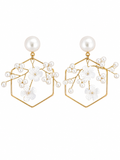 Pearl Bloom Geometric Earrings