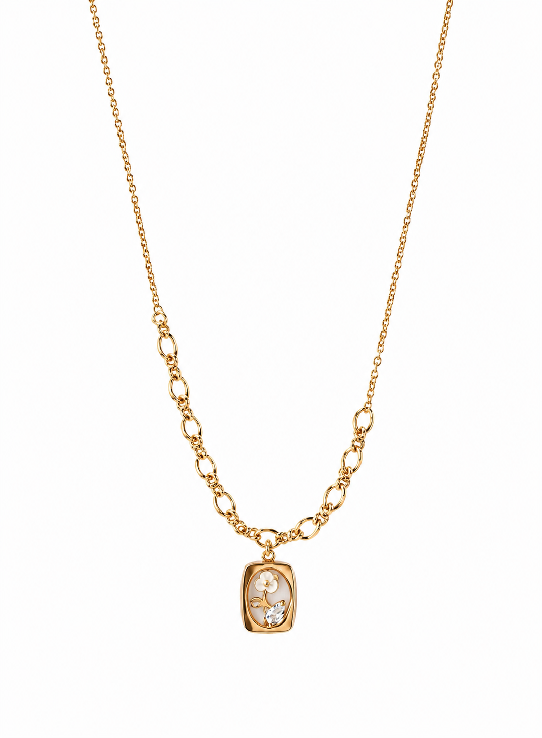 Floral Crystal Charm Necklace