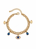 Layered Evil Eye Sapphire Charm Bracelet