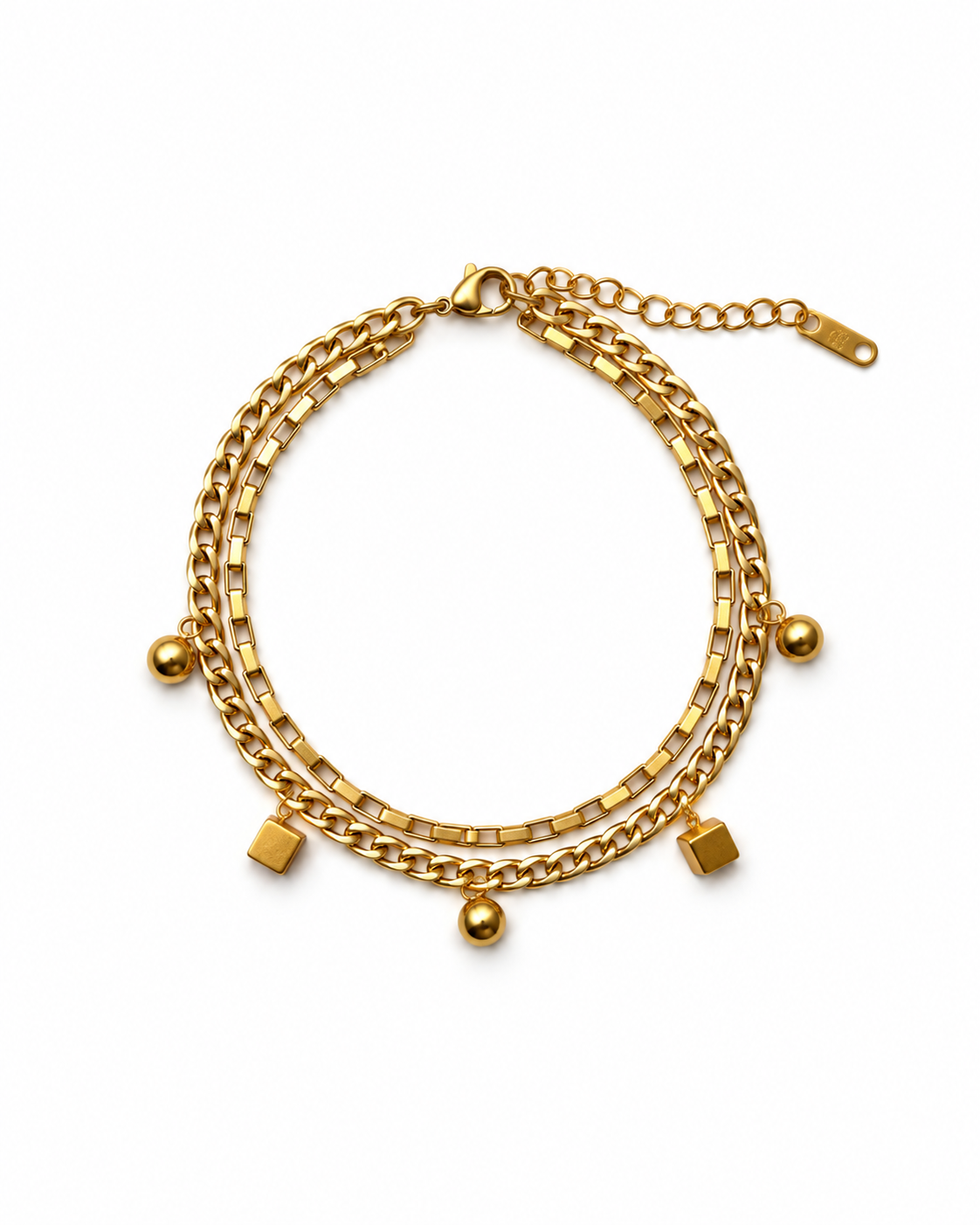 Layered Gold Chain Charm Bracelet