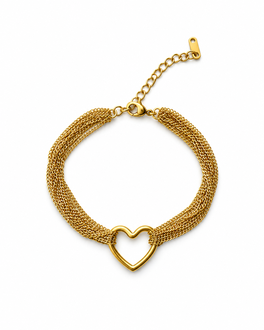 Layered Gold Heart Chain Bracelet
