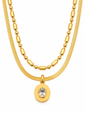 Double Chain Gold  Herringbone Necklace