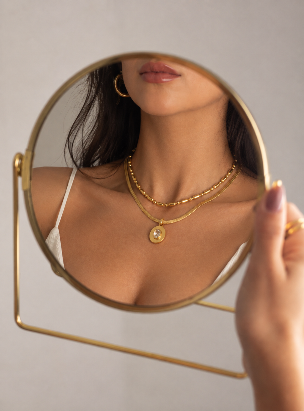 Double Chain Gold  Herringbone Necklace