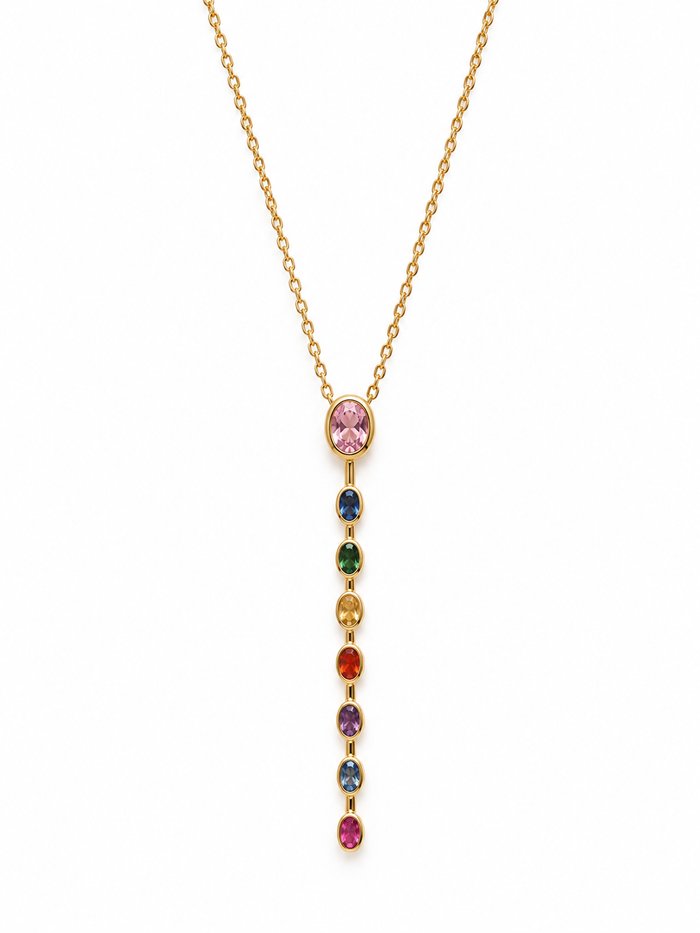 Aurelia Multicolor Gemstone Drop Necklace