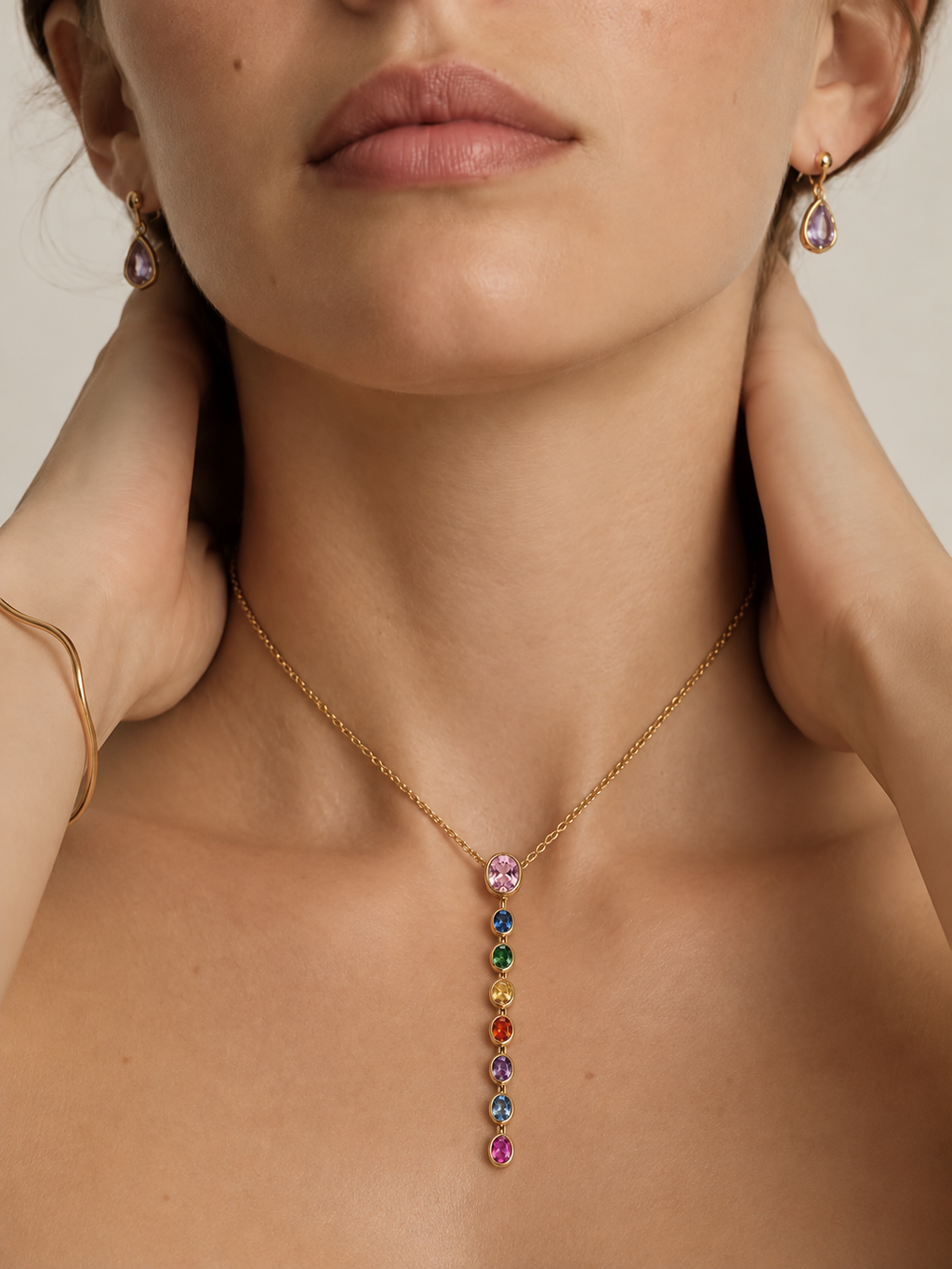 Aurelia Multicolor Gemstone Drop Necklace