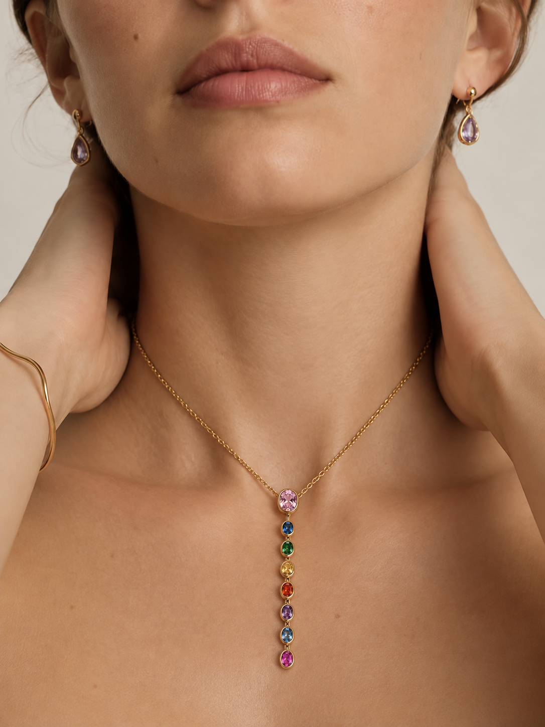Aurelia Multicolor Gemstone Drop Necklace